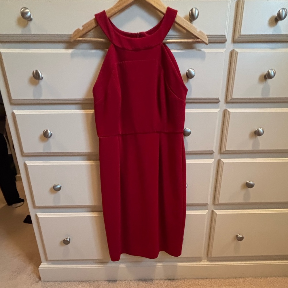 Black Halo Vibrant Red Midi Dress